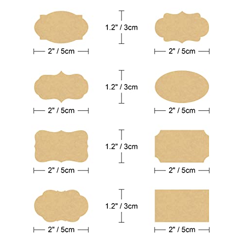 Fancy Shape Kraft Label Stickers (256 Count)