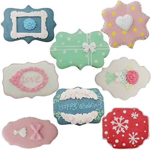 Fancy Plaque Frame Shaped Cookie Cutters Set Stainless Steel 8Pcs (8 Count)