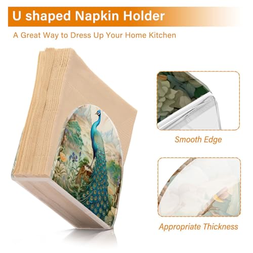 Peacock Garden Napkin Holder for Table Paper Napkins Holder Acrylic Tissue Dispenser Kitchen Dining Room Bathroom Party Car Decor