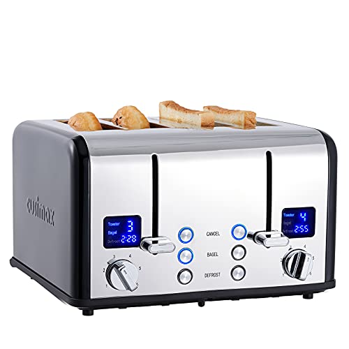 4 Slice Stainless Steel Toaster with Digital Display