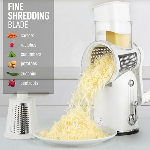 Rotary Cheese Grater Manual Hand Crank 5 Blade Shredder