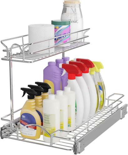 Under Sink Cabinet Organizer Two Tier Pull Out Shelf