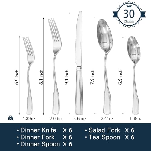 30 Piece Silverware Set for 6 (30 Count)