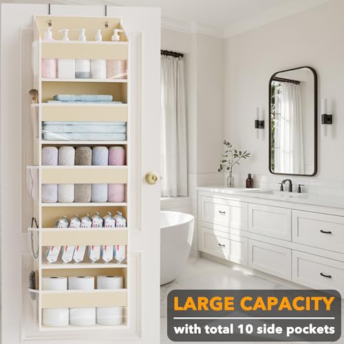 2 Pack Over The Door Organizer with 5 Large Pockets and 10 Mesh Side Pockets