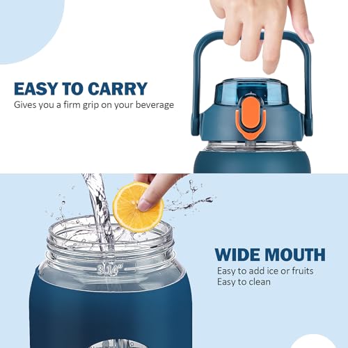 56oz Glass Water Bottles with Straw