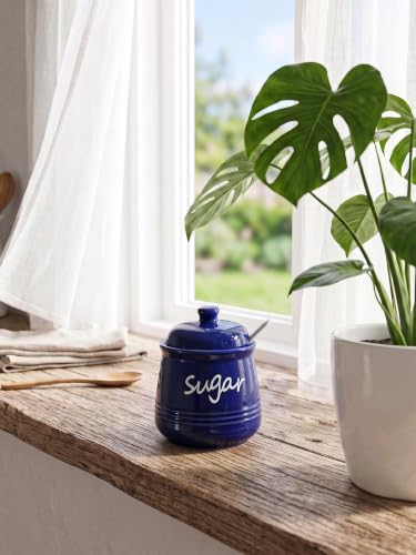 12oz Ceramic Sugar Bowl with Lid and Spoon