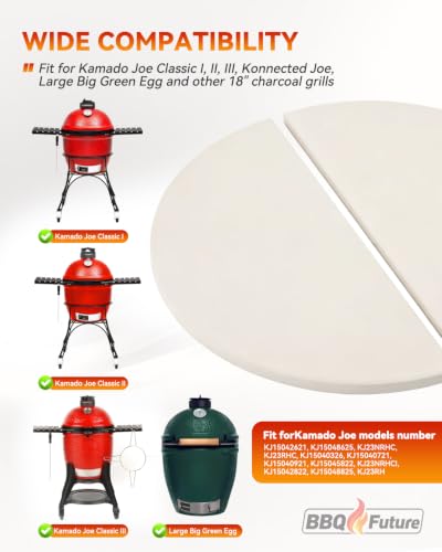 BBQ Future Ceramic Heat Deflector Plates for Kamado Joe Classic I (2 Count)