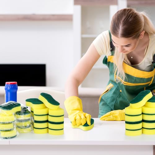 480 Pcs Individually Wrapped Sponges Kitchen Bulk Non Scratch Scouring Sponges for Dishes Household Cleaning Travel Apartments Hotel Car