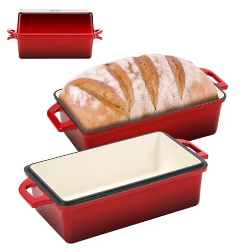9x5 Inch Enameled Cast Iron Bread Loaf Pan with Lid