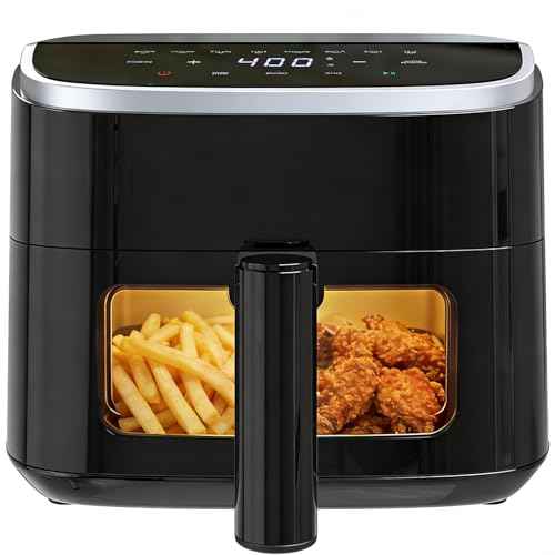 8-in-1 Air Fryer 4 Qt, Digital Preset Airfryer with Visible Window, Nonstick and Dishwasher-Safe Basket for Chips, Bake, Wings, 60-Min Timer, 1500W, Gray