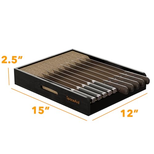 Large Knife Drawer Organizer Bamboo Insert Dock