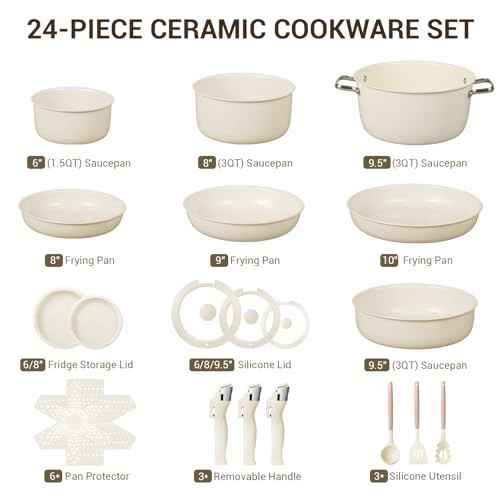 24pcs Ceramic Cookware Set