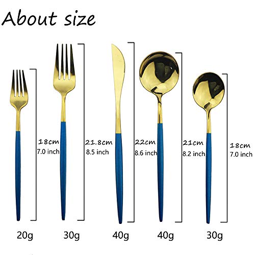 Blue Gold Silverware Set (6 Count)