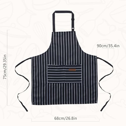 2 Pack Cooking Aprons Adjustable Bib Apron for Women with 2 Pockets (2 Count)