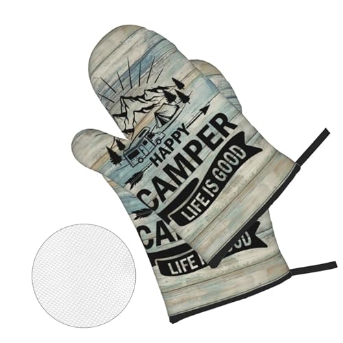 Happy Camper Oven Mitts and Pot Holders Sets of 4