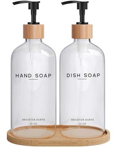 Clear Glass Hand and Dish Soap Dispenser Set by Brighter Barns