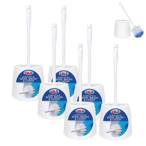Classic Toilet Brush and Compact Space Saving Holder Set (6 Count)