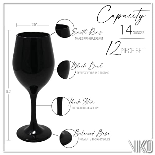 Black Wine Glasses Set of 6 Glasses Drinking Set Wine Glass (6 Count)