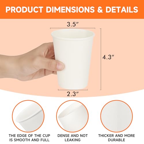 500 Pack 12 oz Disposable Paper Coffee Cups (500 Count)