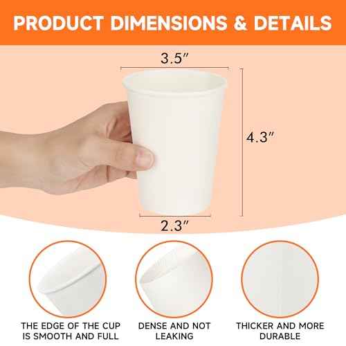 300 Pack 12 oz Disposable Paper Coffee Cups (300 Count)