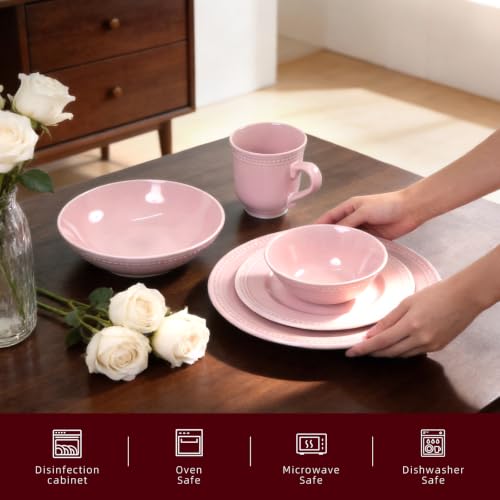 HomeVSS 20 Piece Pearl Dots Stoneware Dinnerware Set
