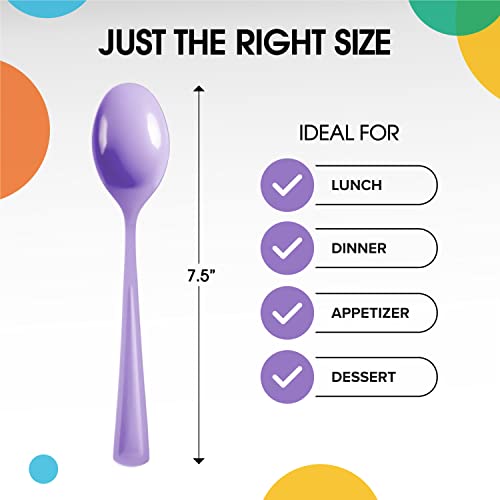 Party Solids Lavender Plastic Spoons 200 Pcs Lavender Spoons Disposable Utensils Heavy Duty Plastic Cutlery Set Disposable Cutlery Sets Flatware Sets Silverware Set Party Supplies & Party Tableware (200 Count)