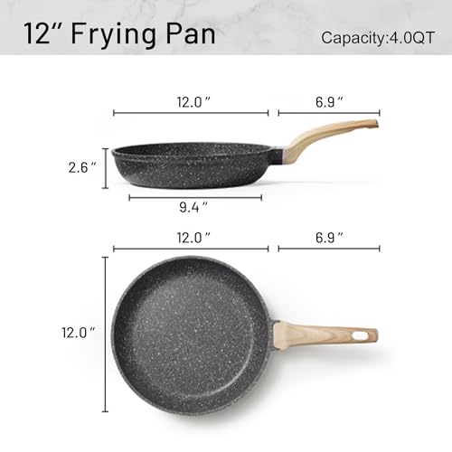 12 Inch Classic Granite Non Stick Black Frying Pan