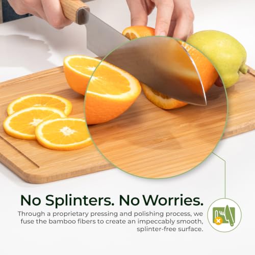 Dishwasher Safe Carbonized Bamboo Wood Cutting Boards for Kitchen with Juice Groove