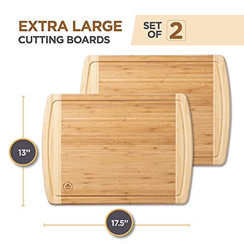 Bamboo Cutting Boards for Kitchen Set of 2 (2 Count)