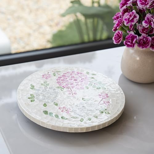 12.6” Pink Hydrangea Capiz Shell Lazy Susan