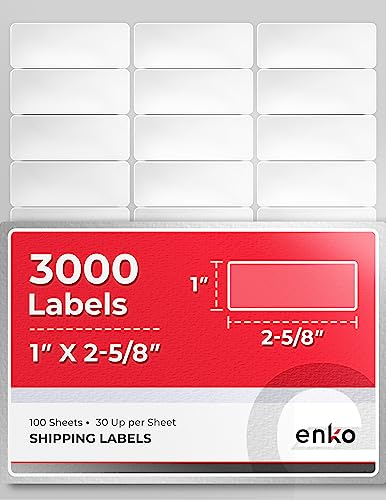 1 x 2-5/8 in 3000 Return Mailing Address and Business Sticker Labels (3300 Count)