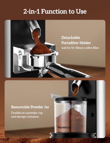 Stainless Steel Espresso Grinder with Portafilter Holder