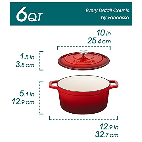 6 Qt Round Enameled Cast Iron Dutch Oven with Lid & Handles