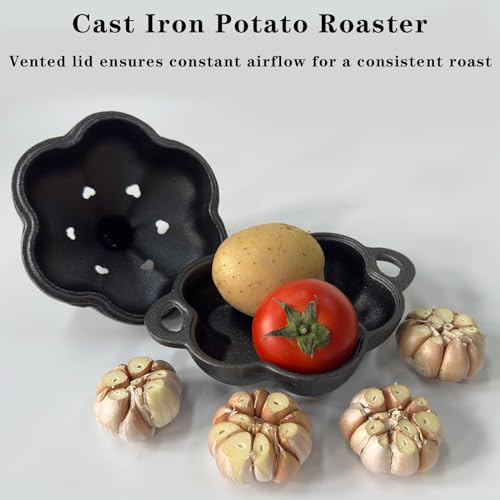 Pre Seasoned Cast Iron Smoker & Garlic Roaster with Airflow Lid