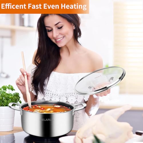 Tri Ply Non Stick 5 Quart Stainless Steel Stock Pot Heavy Duty