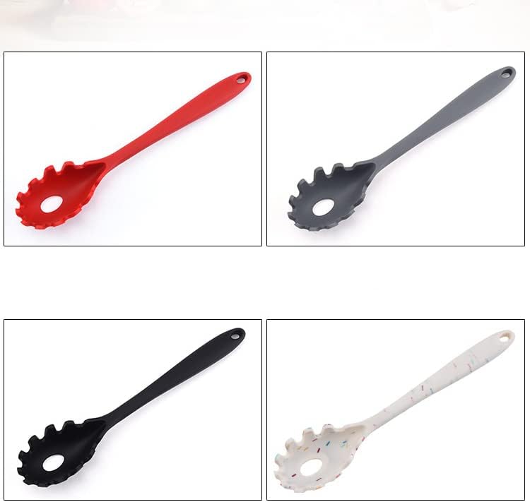 Silicone Pasta Fork (11.5"), High Heat Resistant to 480°F, Hygienic One Piece Design, Spaghetti Strainer & Server Spoon Pasta Forks (Red) - Culinary Roots