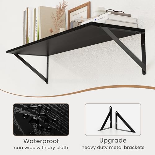 Black Deep Floating Shelves for Wall (2 Count)
