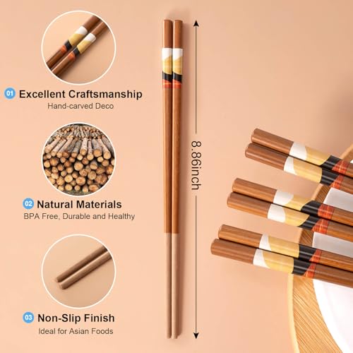 Natural Wood Chopsticks 5 Pairs