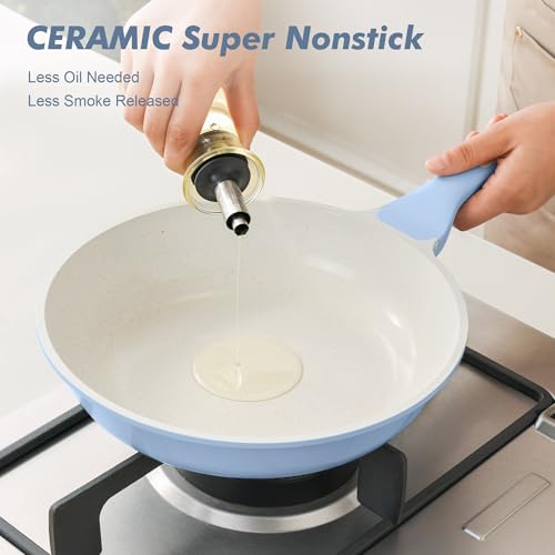12.5In Nonstick Ceramic Frying Pan with Lid