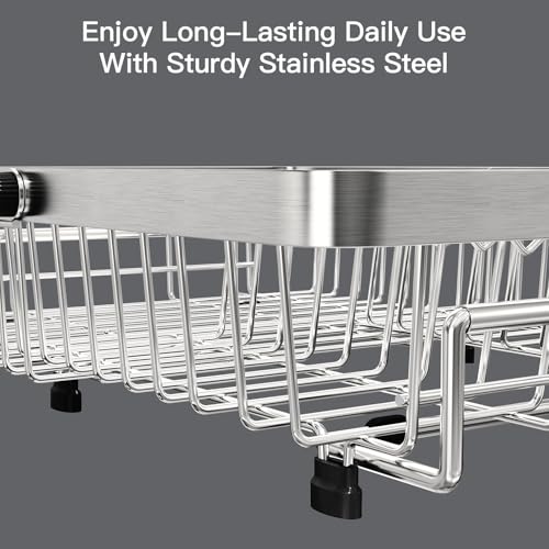 Expandable Dish Drying Rack Over The Sink with Anti Slip Grip