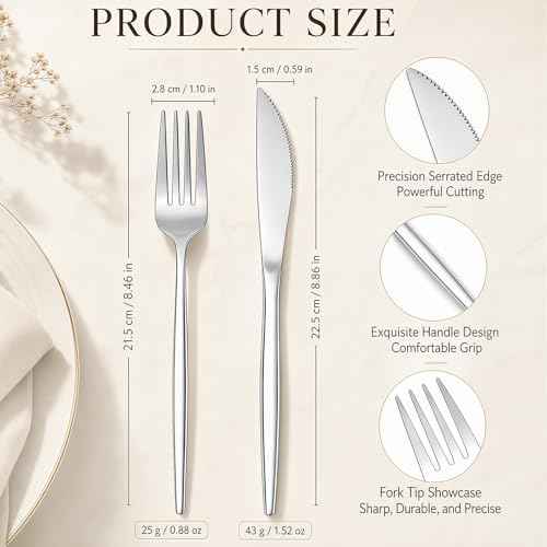 100 Pieces Stainless Steel forks and knives Dinner Flatware Set Tableware Cutlery for Butter Kitchen Restaurant (100 Count)