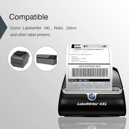 Replace for DYMO 1744907 4" x 6" Large Shipping Labels [10 Roll] (10 Count)