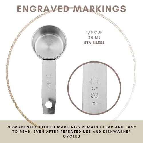 1 8 Cup Stainless Steel Measuring Cup (4 Count (1/8 Cup))