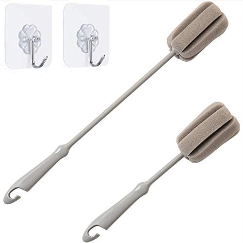 Brush Bottle 2 Pack 1 Long 1 Short Cleaning Brush 2pcs Traceless Hook (4 Count)