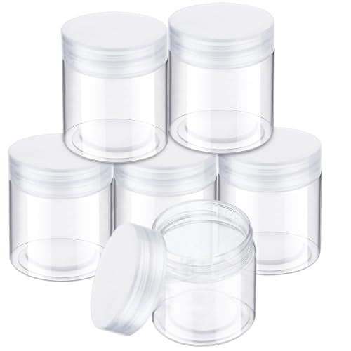 6 Pack 8 oz Plastic Jars Containers with Lids Wide (6 Count)