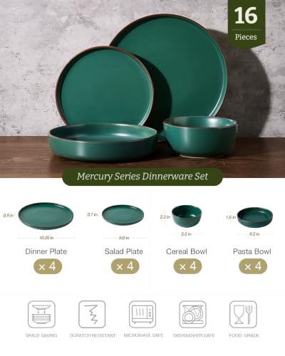 Mercury 16 Piece Dinnerware Set with Pasta Bowls