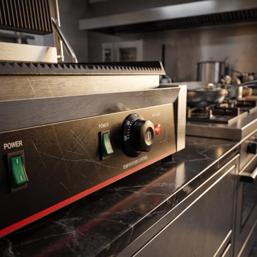 Commercial Panini Press With Grooved Grill Sandwich Maker Machine Electric Contact Grill Single