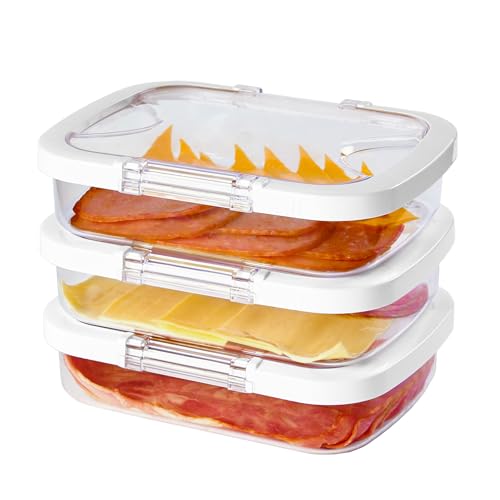 Duo Loc Deli Meat Containers for Fridge with Airtight Lids (3 Count)