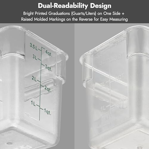 8 Pack 8 Qt NSF Clear Polycarbonate Food Storage Containers with Red Lids (8 Count)