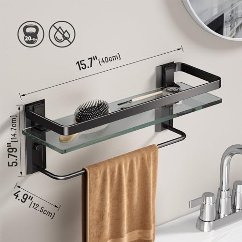 Bathroom Wall Shelf with Towel Bar